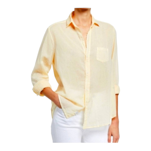 Frank & Eileen BARRY Tailored Button-Up Shirt size small yellow